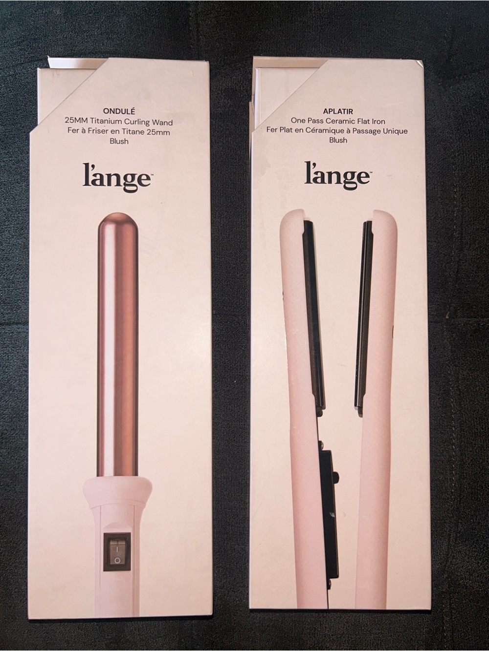 l'ange Blush 25mm Titanium Curling Wand & Ceramic Flat Iron. Bundle- New